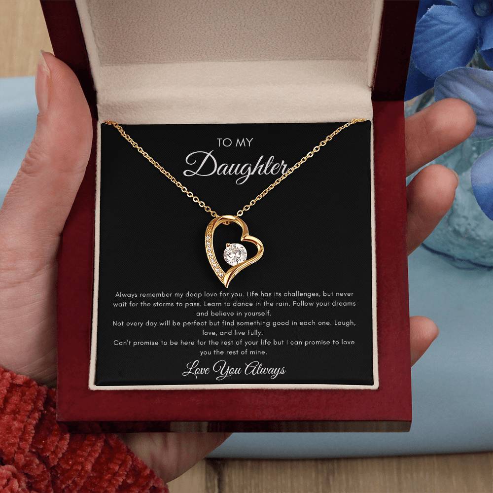 To My Daughter Message Card with Beautiful Forever Love Necklace.