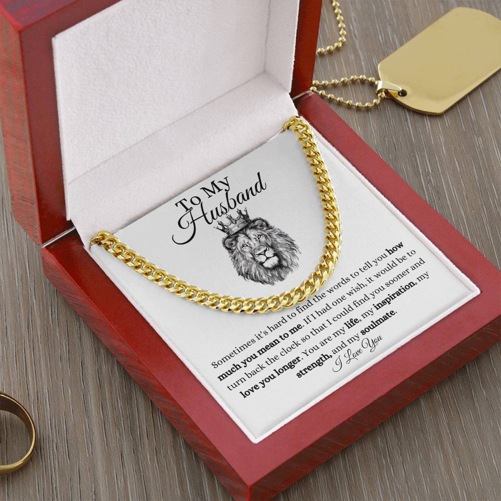 Amazing To My Husband Cuban Link Chain With Message Card for Birthday, Anniversary, Holiday or Just Because
