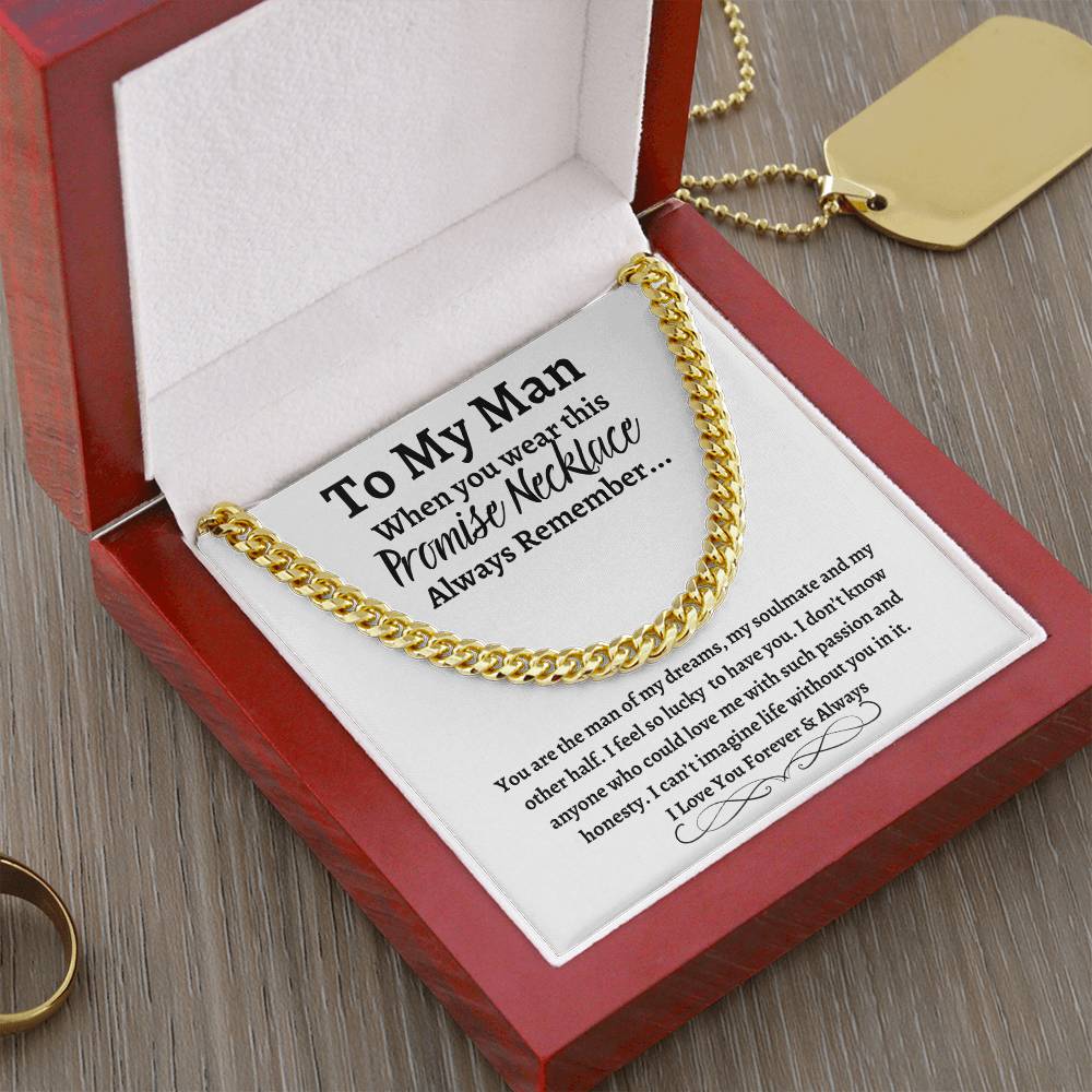 To My Man Cuban Link Necklace with Message Card