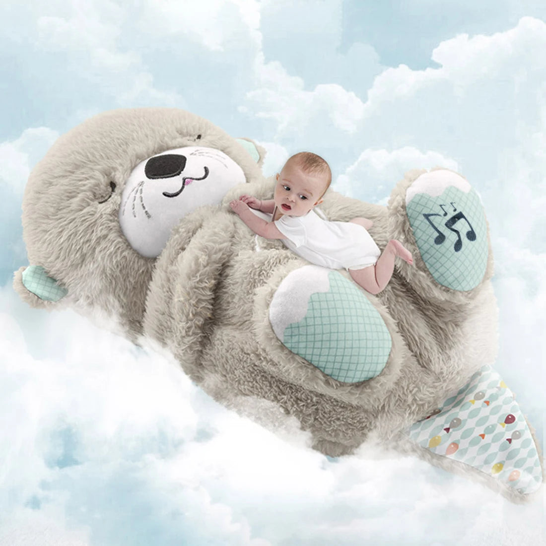 Breathing Cute Otter Soothes Plush Baby Sleep Doll Small Gift Doll Sleep Artifact