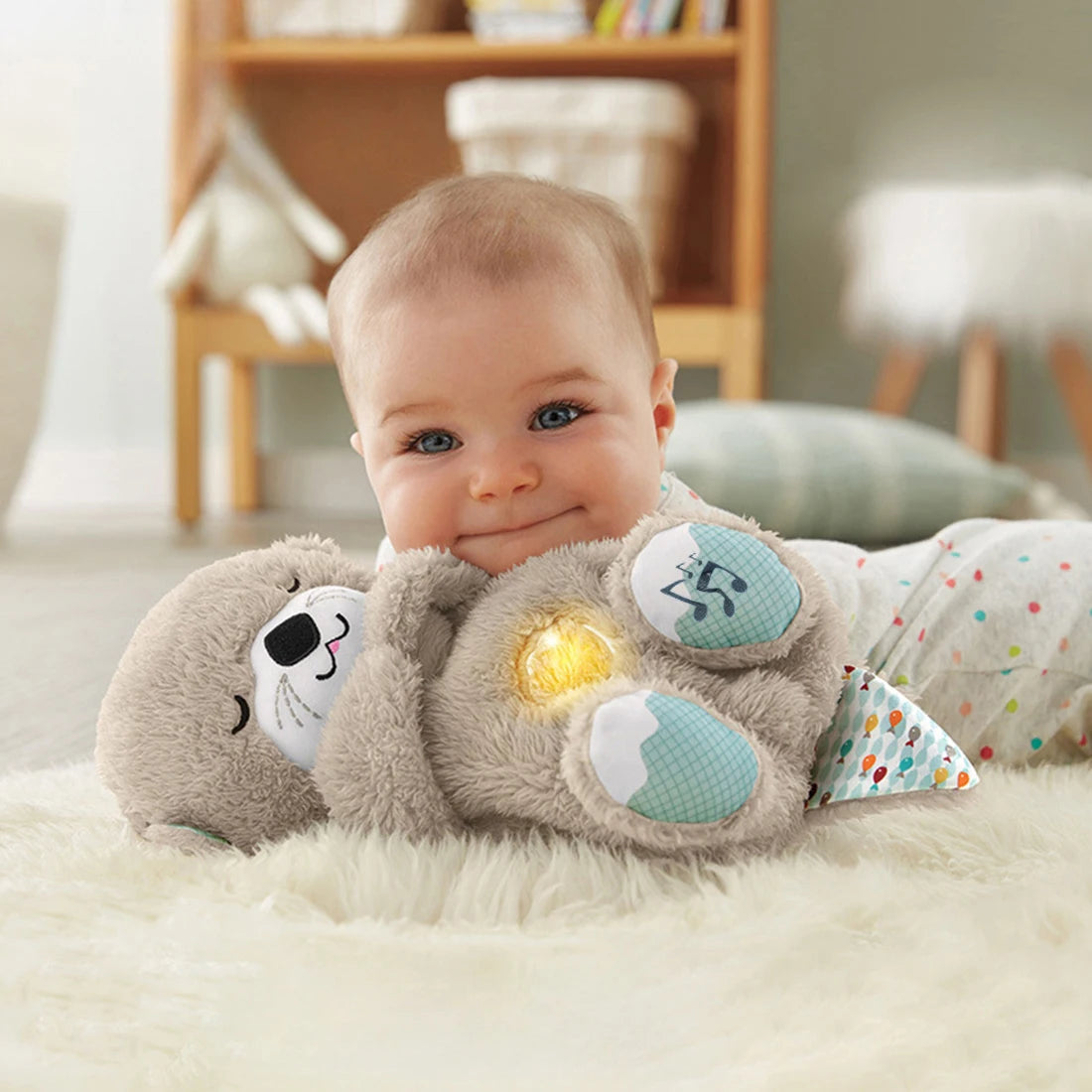 Breathing Cute Otter Soothes Plush Baby Sleep Doll Small Gift Doll Sleep Artifact