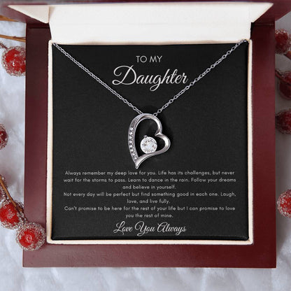 To My Daughter Message Card with Beautiful Forever Love Necklace.