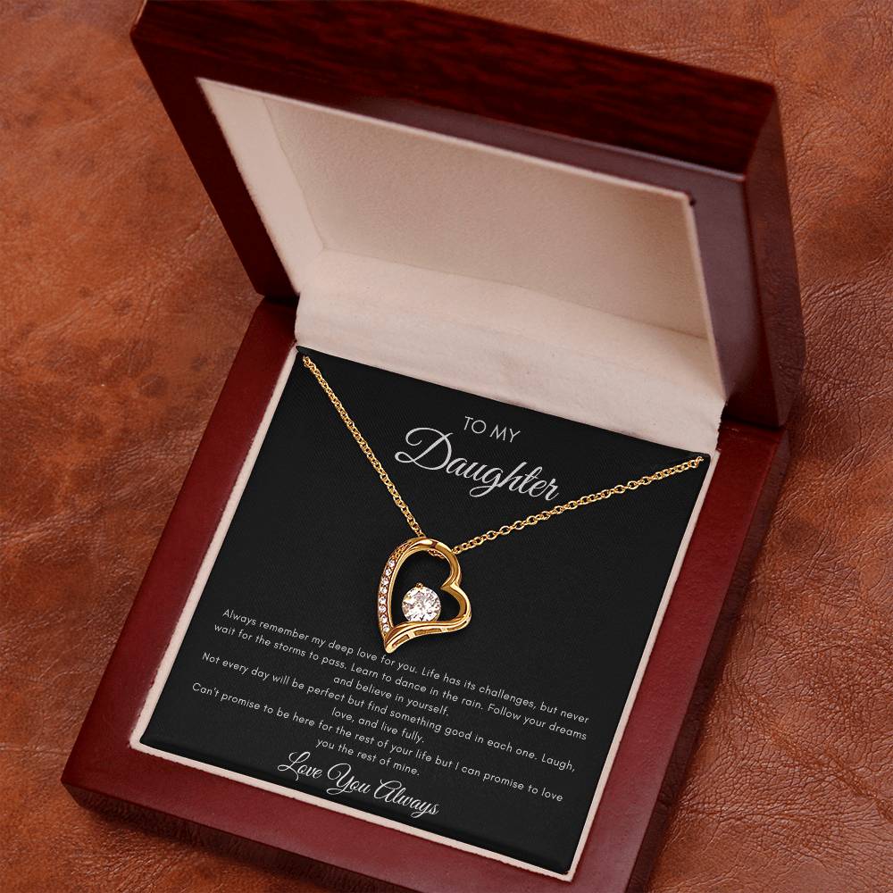 To My Daughter Message Card with Beautiful Forever Love Necklace.