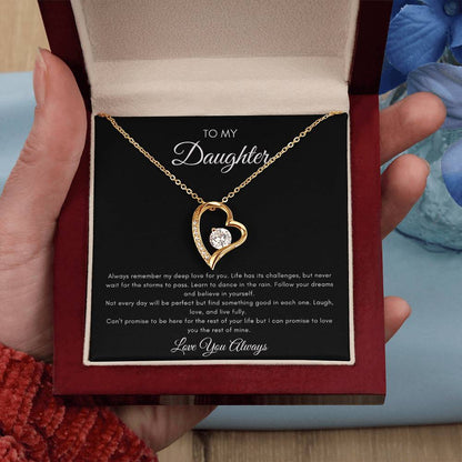 To My Daughter Message Card with Beautiful Forever Love Necklace.