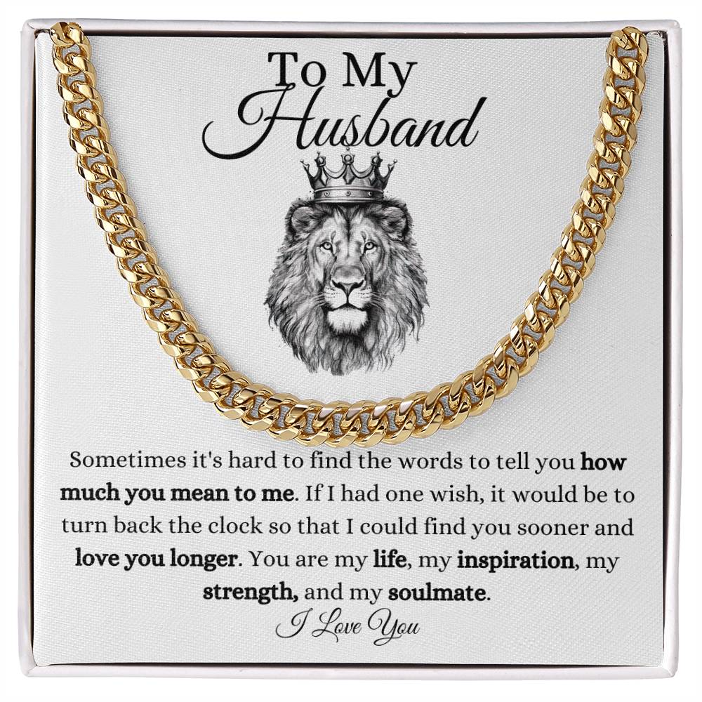 Amazing To My Husband Cuban Link Chain With Message Card for Birthday, Anniversary, Holiday or Just Because