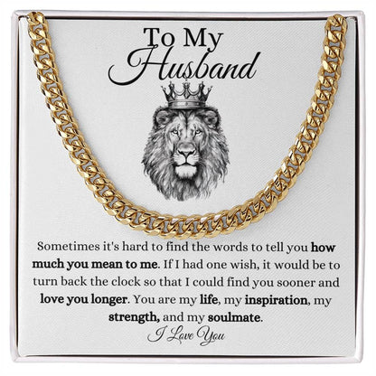 Amazing To My Husband Cuban Link Chain With Message Card for Birthday, Anniversary, Holiday or Just Because