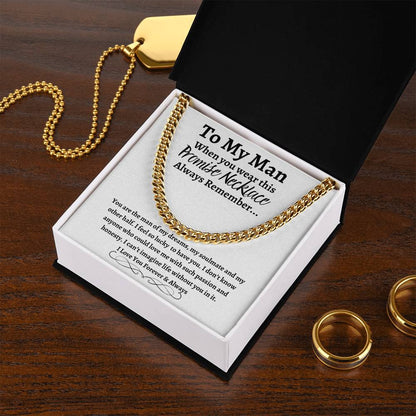 To My Man Cuban Link Necklace with Message Card
