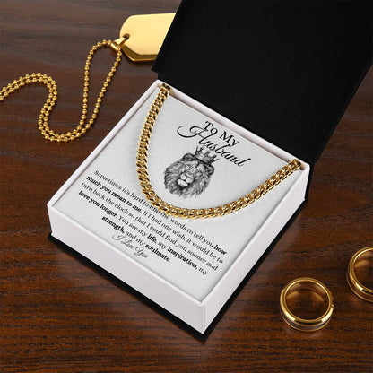 Amazing To My Husband Cuban Link Chain With Message Card for Birthday, Anniversary, Holiday or Just Because