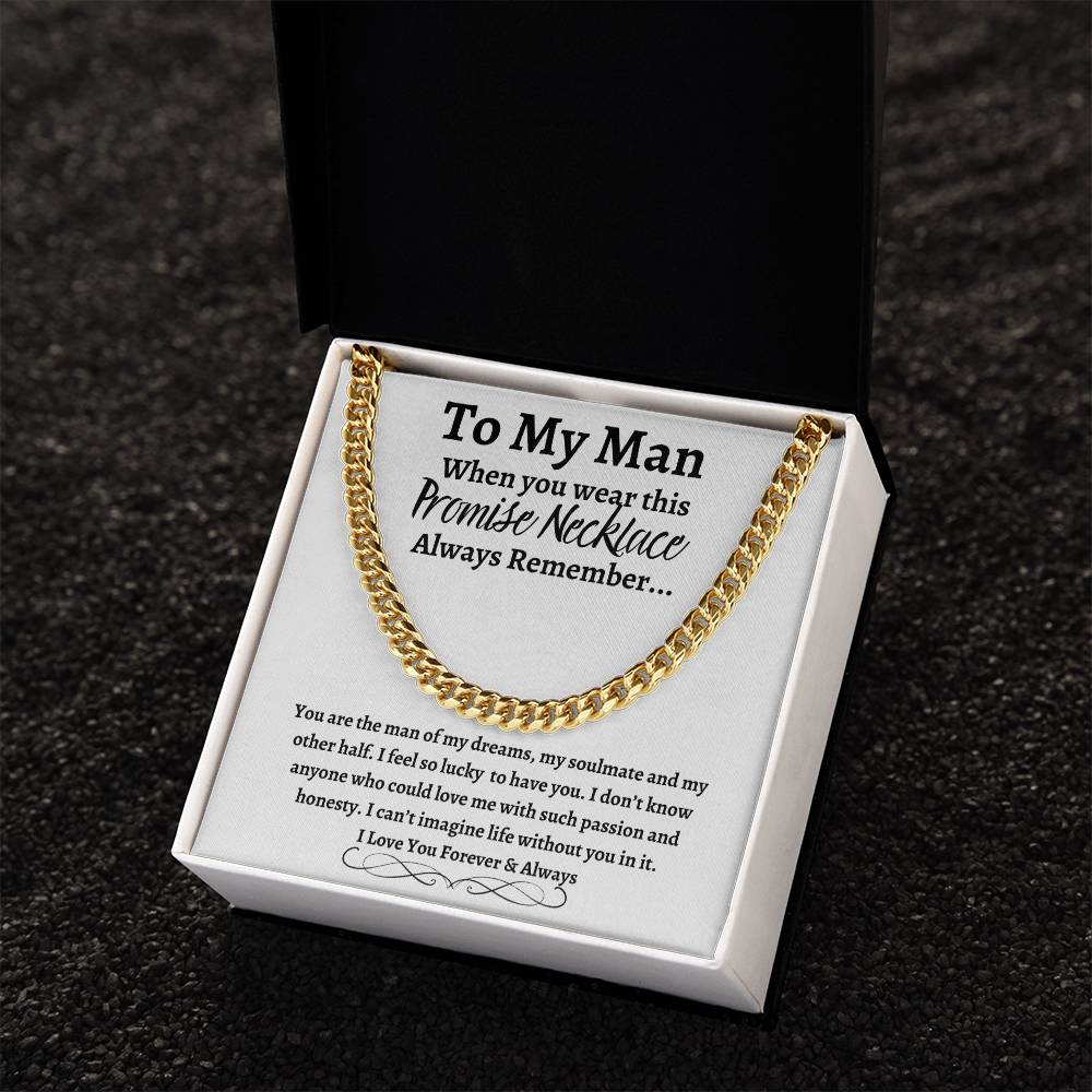 To My Man Cuban Link Necklace with Message Card