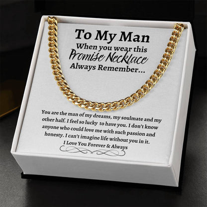 To My Man Cuban Link Necklace with Message Card