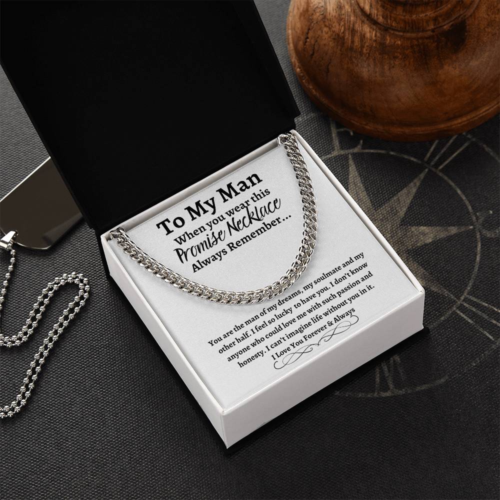 To My Man Cuban Link Necklace with Message Card