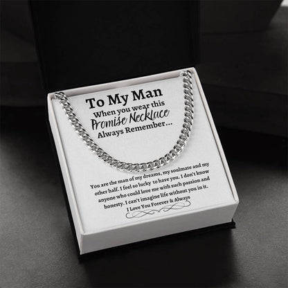 To My Man Cuban Link Necklace with Message Card