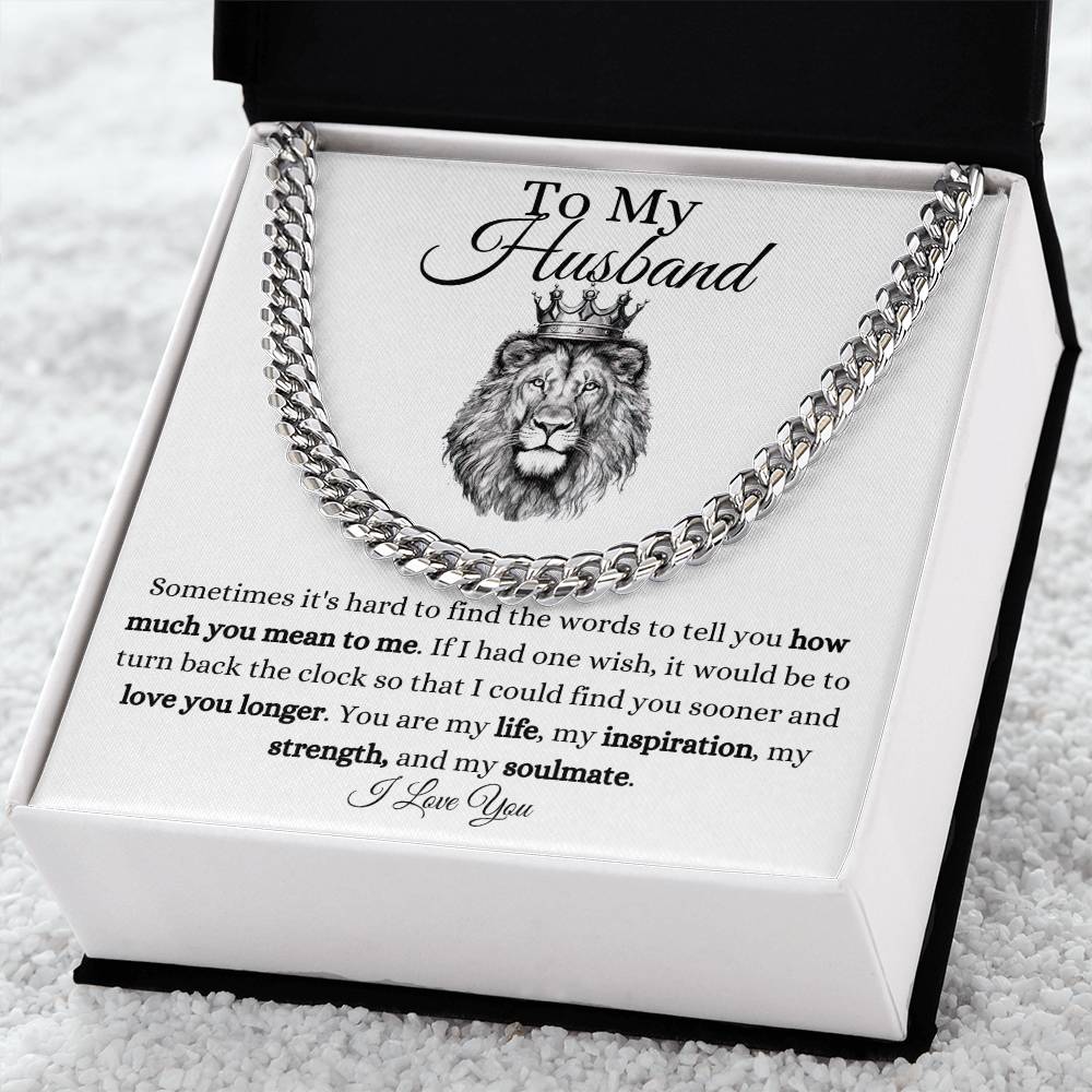 Amazing To My Husband Cuban Link Chain With Message Card for Birthday, Anniversary, Holiday or Just Because