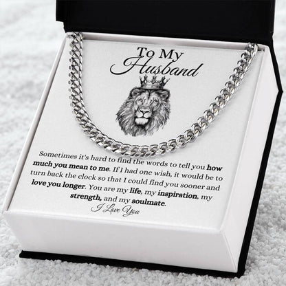 Amazing To My Husband Cuban Link Chain With Message Card for Birthday, Anniversary, Holiday or Just Because