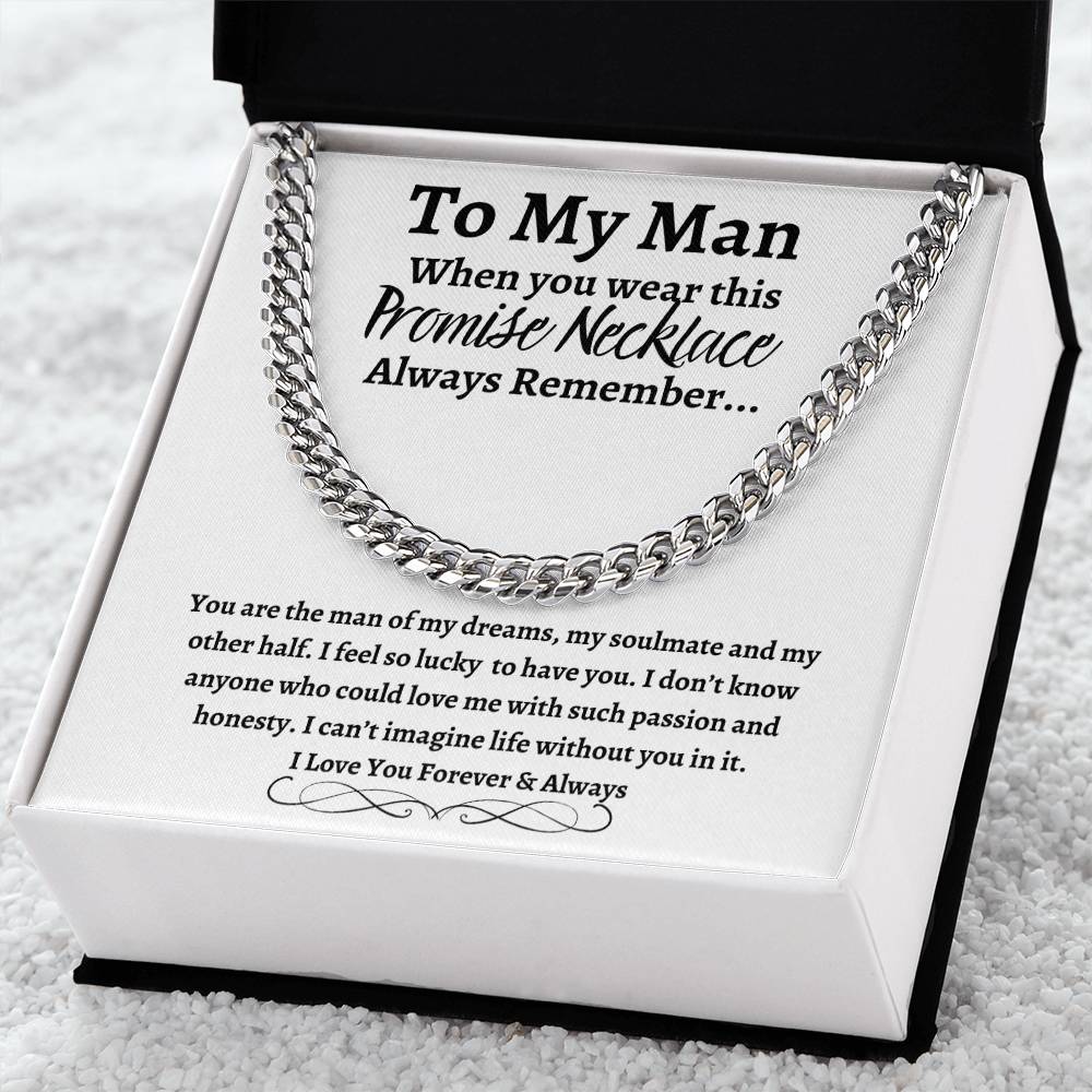 To My Man Cuban Link Necklace with Message Card