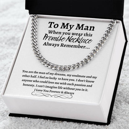 To My Man Cuban Link Necklace with Message Card