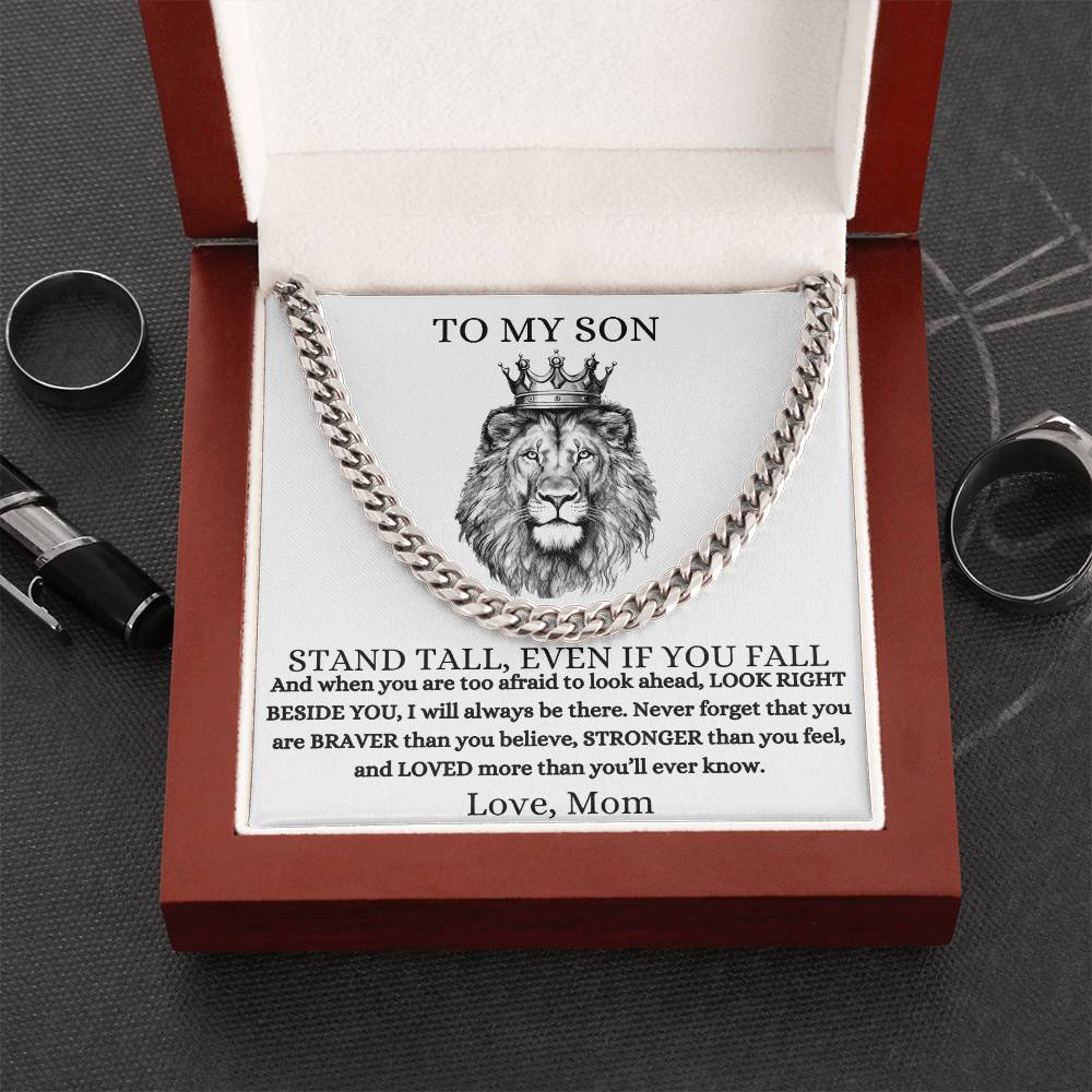 To My Son Cuban Chain Necklace, Gift for Birthdays, Graduation or any occasion