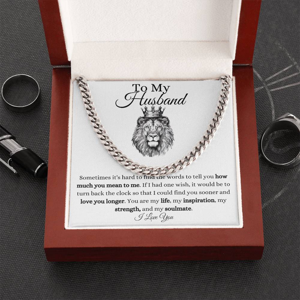 Amazing To My Husband Cuban Link Chain With Message Card for Birthday, Anniversary, Holiday or Just Because