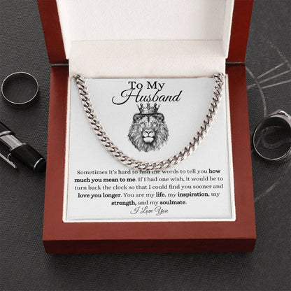 Amazing To My Husband Cuban Link Chain With Message Card for Birthday, Anniversary, Holiday or Just Because