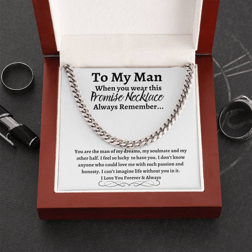 To My Man Cuban Link Necklace with Message Card