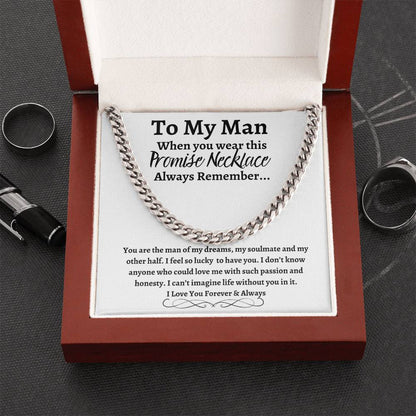 To My Man Cuban Link Necklace with Message Card