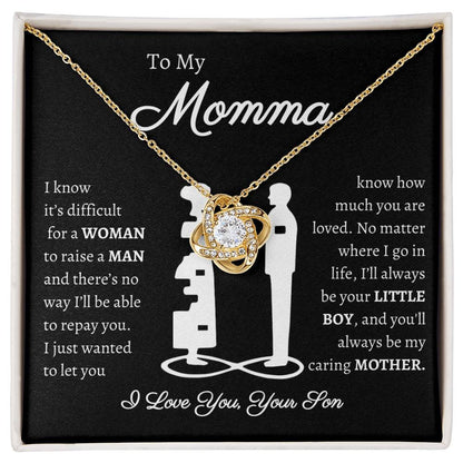 Momma Message Card | Love Knot Necklace