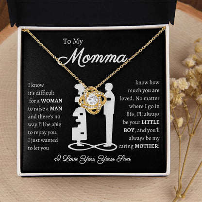 Momma Message Card | Love Knot Necklace