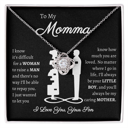 Momma Message Card | Love Knot Necklace