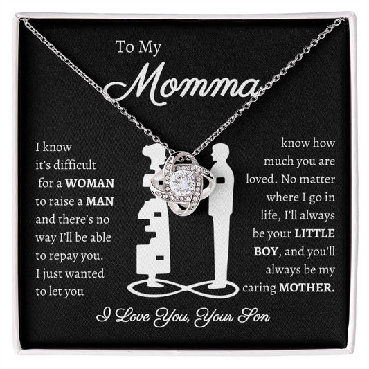 Momma Message Card | Love Knot Necklace