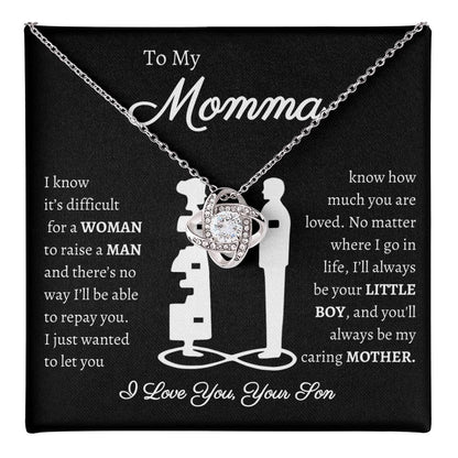 Momma Message Card | Love Knot Necklace