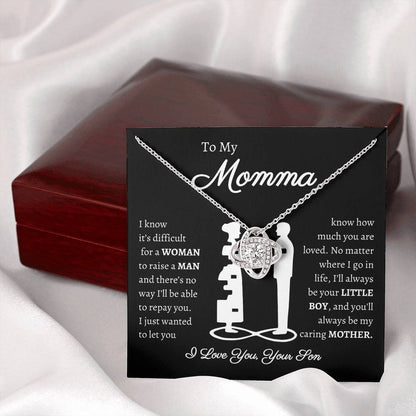 Momma Message Card | Love Knot Necklace