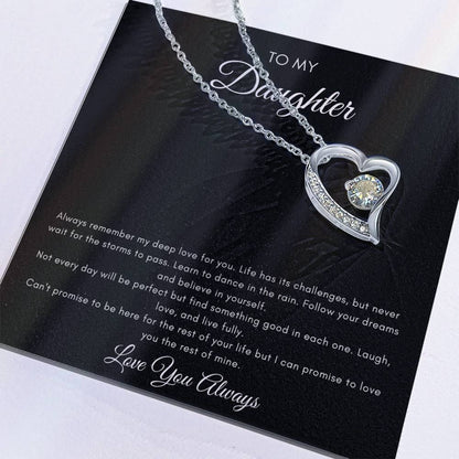 To My Daughter Message Card with Beautiful Forever Love Necklace.