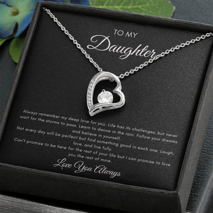 To My Daughter Message Card with Beautiful Forever Love Necklace.
