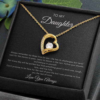 To My Daughter Message Card with Beautiful Forever Love Necklace.